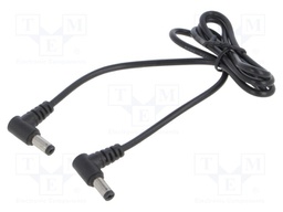 Cable; 2x0.5mm2; DC 5,5/2,1 plug x2; straight; black; 800mm