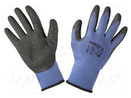 Protective gloves; Size: 9; blue-black; cotton,latex,polyester