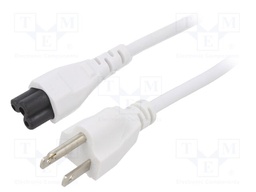Cable; 3x18AWG; IEC C5 female,NEMA 5-15 (B) plug; PVC; 3m; white