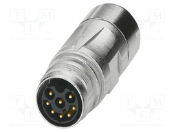 Connector: M17; plug; ST; PIN: 8; 48V; 8A; shielded; IP67; crimped