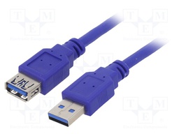 Cable; USB 3.0; USB A socket,USB A plug; 1.8m; blue