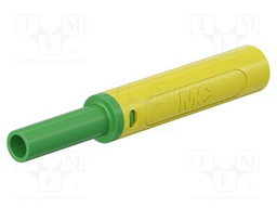 Connector: 4mm banana; socket; 32A; 1kV; L: 65mm; yellow-green