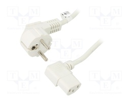 Cable; CEE 7/7 (E/F) plug angled,IEC C13 female 90°; PVC; 3m