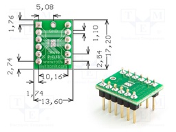 IC Adapter, PCB, 12-DFN, 10.16 mm Row Pitch, 2.54 mm Spacing
