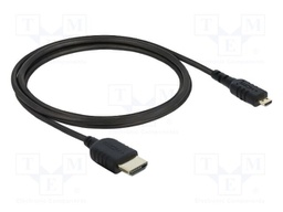 Cable; HDMI plug,micro HDMI plug; Len: 1m; black; 36AWG; 48Gbps
