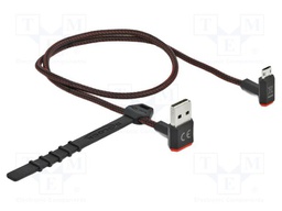 Cable; USB 2.0; gold-plated; 0.5m; black,red; 24AWG,28AWG; 480Mbps