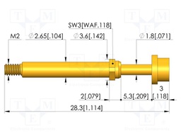 Test needle; Spring compression: 4mm; 5mm; 8A; CuBe; gold-plated