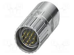 Connector: M23; plug; PIN: 12; soldering; straight; M23 PRO; 8A; 150V