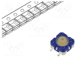 Tactile Switch, RACON 8 Series, Top Actuated, Surface Mount, Round Button, 330 gf, 100mA at 42VDC