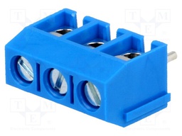 PCB terminal block; angled 90°; 5mm; ways: 3; on PCBs; 1.5mm2; 16A