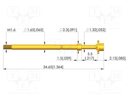 Test needle; Spring compression: 4mm; 5mm; 8A; CuBe; gold-plated