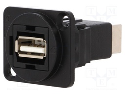 Coupler; USB A socket,USB B socket; FT; USB 2.0; metal; 19x24mm