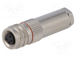 Connector: M8; female; PIN: 4; for cable; plug; 3A; 30V; IP67