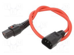 Cable; IEC C13 female,IEC C14 male; 0.5m; with IEC LOCK locking