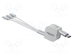 Cable; USB 2.0,rolled; 0.98m; white; 23AWG; 5V; 2.1A