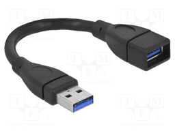 Cable; USB 3.0; USB A socket,USB A plug; 0.15m; black