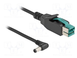Cable; DC 5,5/2,1 plug,PoweredUSB plug; 1m; black; 20AWG; 12V