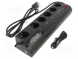 Plug socket strip: protective; Sockets: 6; 250VAC; 10A; black