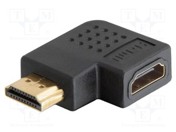 Adapter; HDMI socket,HDMI plug 90° left/right; black