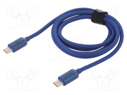 Cable; USB 2.0; USB A socket,USB C plug; 1.2m; blue; 100W