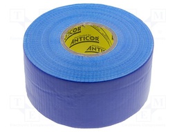 Tape: duct; W: 48mm; L: 25m; D: 0.25mm; blue; natural rubber; 15%; 93°C