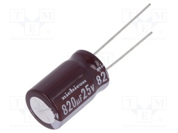 Capacitor: electrolytic; low impedance; THT; 820uF; 25VDC; ±20%