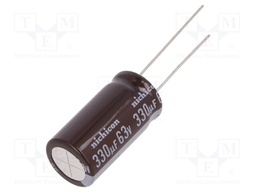 Capacitor: electrolytic; low impedance; THT; 330uF; 63VDC; ±20%