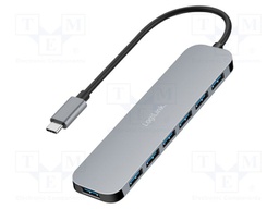 Hub USB; USB A socket x7,USB C socket,USB C plug; grey; 5Gbps