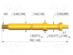 Test needle; Spring compression: 4mm; 5mm; 8A; CuBe; gold-plated