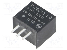 Converter: DC/DC; 15W; Uin: 18÷42V; Uout: 15VDC; Iout: 1A; SIP3; 2g