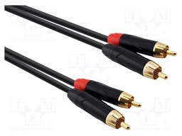 Cable; RCA plug x2,both sides; 6m; black; PVC
