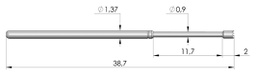 Test needle; Operational spring compression: 9.3mm; 5A; Ø: 1.3mm