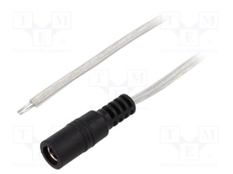 Cable; wires,DC 5,5/2,1 socket; straight; 0.5mm2; transparent