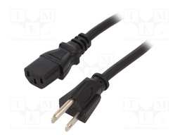 POWER CORD NEMA5-15P/IEC, 2.5M, 10A, BLACK