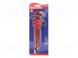 Key set; hexagon keys; Chrom-vanadium steel; Pcs: 9