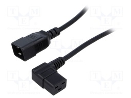Cable; 3x1.5mm2; IEC C19 female angled,IEC C20 male; PVC; 0.5m