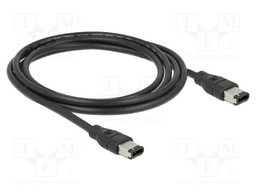 Cable; FireWire 6pin plug,both sides; 2m; black; Øcable: 6mm