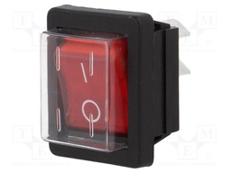 ROCKER; DPST; Pos: 2; OFF-ON; 16A/250VAC; red; neon lamp 250V
