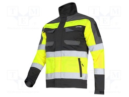Work jacket; Size: L; black/yellow; warning,slim-fit; 270g/m2