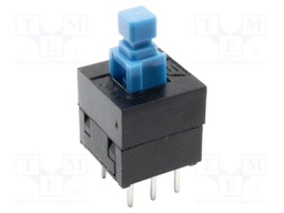 Switch: push-button; Pos: 2; DPDT; 0.1A/30VDC; Illumin: none; THT