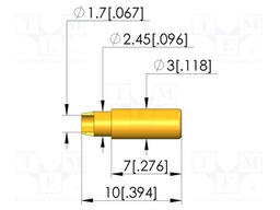 Test plug; L: 10mm; test needles; Dim: Ø1.7x10mm; plug