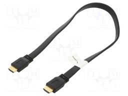 Cable; HDMI 2.0,flat; HDMI plug,both sides; PVC; 0.5m; black