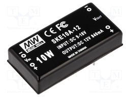 Converter: DC/DC; 10W; Uin: 18÷36V; 15VDC; Iout: 666mA; 2"x1"; 32g