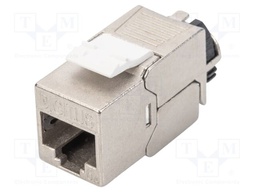 RJ45 module; Keystone; silver; Cat: 6a; on cable; RJ45 socket; 8p8c