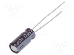 Capacitor: electrolytic; low impedance; THT; 12uF; 63VDC; Ø5x11mm