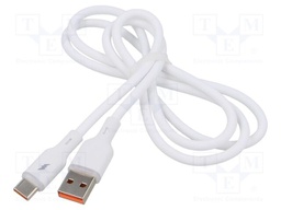 Cable; USB 2.0; USB A plug,USB C plug; nickel plated; 1m; white