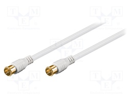 Cable; 75Ω; 5m; F plug "quick",both sides; white