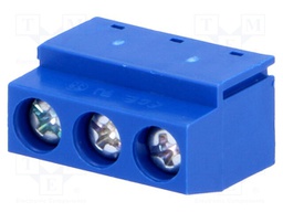 PCB terminal block; angled 90°; 5mm; ways: 3; on PCBs; 1.5mm2; 8A