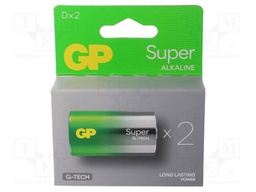 Battery: alkaline; D; 1.5V; non-rechargeable; 2pcs; SUPER G-TECH