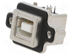 USB Connector, USB Type B, USB 2.0, Receptacle, 4 Ways, Panel Mount, Right Angle